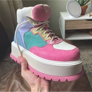 Koi Footwear Platform Sneakers, Rave Shoes, Pastel Pink